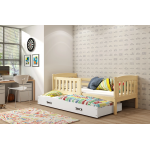Jednolôžková posteľ Kubus3 Prírodná pre teenagerov 160x80 s matracom, rozkladacia - biela